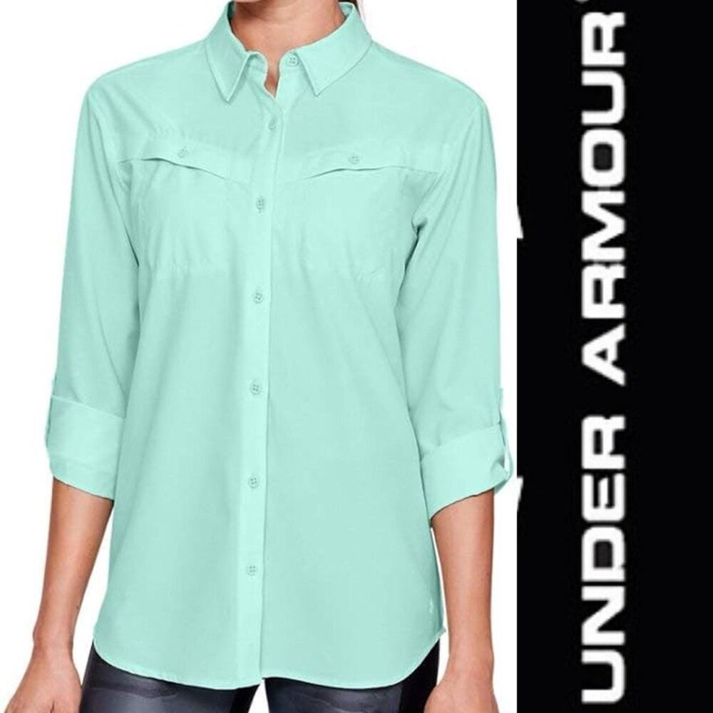 Under Armour Tide Chaser Fishing Shirt‎ Small Mint Stretch Quick-Dry